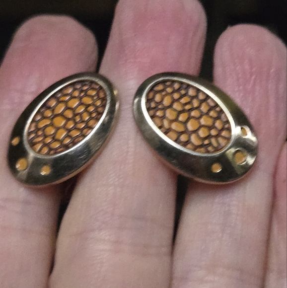 Hickok gold & croc vintage cufflinks - Picture 3 of 6